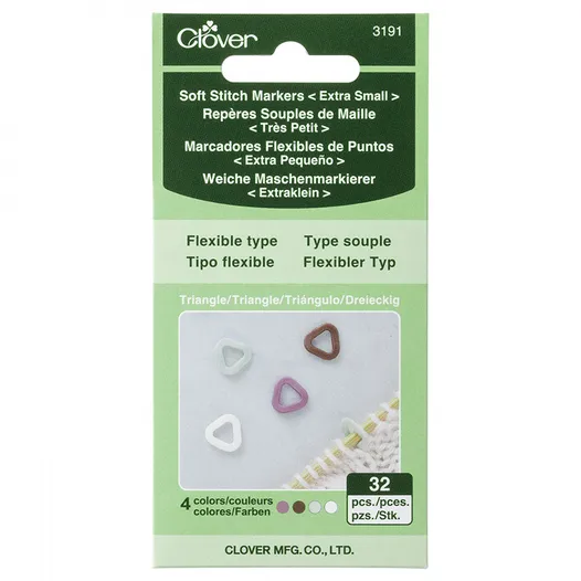 Clover Extra Small Soft Stitch Markers #3191 32 Pieces with 4 Colours